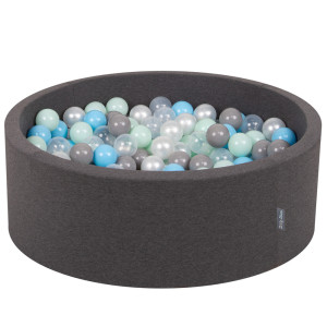 Dodatki damskie > test damska > Dodatki damskie > KiddyMoon Bällebad Bällepool mit bunten Bällen ∅ 7Cm für Babys Kinder Rund, Dunkelgrau, 90 x 30 cm 200 Bälle