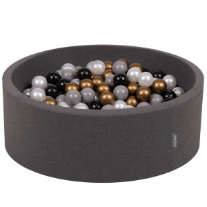 Dodatki damskie > test damska > Dodatki damskie > KiddyMoon Bällebad Bällepool mit bunten Bällen ∅ 7Cm für Babys Kinder Rund, Dunkelgrau, 90 x 30 cm 200 Bälle
