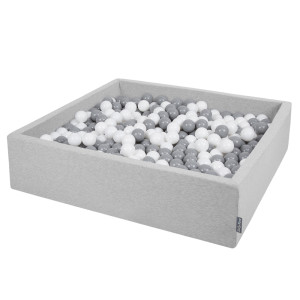 Dodatki damskie > test damska > Dodatki damskie > KiddyMoon Quadrat Bällebad Bällepool ∅ 7Cm Eckig Ballgruben Für Babys Spielbad Kleinkinder, Hergestellt in der EU, hellgrau:weiß-grau, 120x30