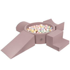 Dodatki damskie > test damska > Dodatki damskie > KiddyMoon Spielplatz aus Schaumstoff mit Bällebad und Bällen Hindernisläufen, erikafarben:pastellblau/pastellgelb/weiß/minze/puderrosa, Bälle