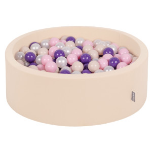 Dodatki damskie > test damska > Dodatki damskie > KiddyMoon Bällebad Bällepool mit bunten Bällen ∅ 7Cm für Babys Kinder Rund, Beige, 90 x 30 cm 200 Bälle