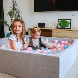 Dodatki damskie > test damska > Dodatki damskie > KiddyMoon Quadrat Bällebad Bällepool ∅ 7Cm Eckig Ballgruben Für Babys Spielbad Kleinkinder, Hergestellt in der EU, hellgrau:babyblau-puderros