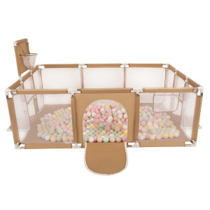 Dodatki damskie > test damska > Dodatki damskie > Laufstall Baby Großer Spielplatz mit Bällen Laufgitter für Kinder, beige:pastellbeige/pastellgelb/weiß/minze/puderrosa, 400 Bällen