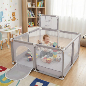Dodatki damskie > test damska > Dodatki damskie > Laufstall mit Korb und Bällen Laufgitter für Kinder, Grau, Keine Bälle