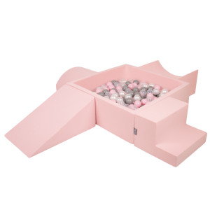 Dodatki damskie > test damska > Dodatki damskie > KiddyMoon Spielplatz aus Schaumstoff mit Quadrat Bällebad Bälle Hindernisläufen, pink:perle/grau/transparent/puderrosa, Bällebad (300 Bälle) 
