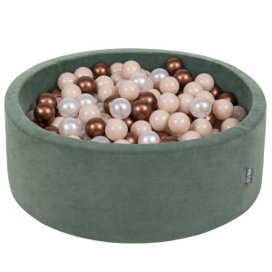 Dodatki damskie > test damska > Dodatki damskie > KiddyMoon Rund Bällebad Velvet Bällepool ∅ 7Cm Ballgruben Für Babys Spielbad Kleinkinder, Hergestellt in der EU, waldgrün: pastellbeige/kupfe