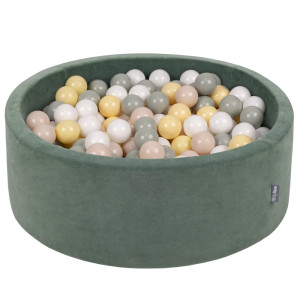 Dodatki damskie > test damska > Dodatki damskie > KiddyMoon Rund Bällebad Velvet Bällepool ∅ 7Cm Ballgruben Für Babys Spielbad Kleinkinder, Hergestellt in der EU, waldgrün: pastellbeige/grüng