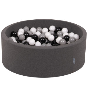 Dodatki damskie > test damska > Dodatki damskie > KiddyMoon Bällebad Bällepool mit bunten Bällen ∅ 7Cm für Babys Kinder Rund, Dunkelgrau, 90 x 30 cm 300 Bälle