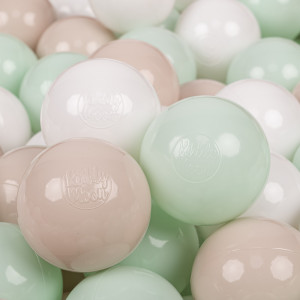 Dodatki damskie > test damska > Dodatki damskie > KiddyMoon Kinder Bälle für Bällebad Baby Spielbälle Plastikbälle ∅7cm Made in EU, pastellbeige/weiß/minze, 50 Bälle/7cm
