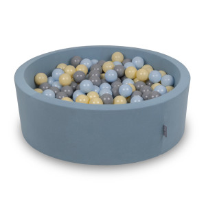 Dodatki damskie > test damska > Dodatki damskie > KiddyMoon Rundes Bällebad mit Bällen für Baby aus Schaumstoff, blau:pastellblau/pastellgelb/grau, 90 x 30 cm 200 Bälle