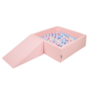 Dodatki damskie > test damska > Dodatki damskie > KiddyMoon Spielplatz aus Schaumstoff mit Quadrat Bällebad Bälle Hindernisläufen, pink:babyblue/puderrosa/perle, Bällebad (200 Bälle) + Zwicke
