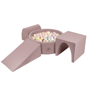 Dodatki damskie > test damska > Dodatki damskie > KiddyMoon Spielplatz aus Schaumstoff mit Bällebad und Bällen Hindernisläufen, erikafarben:pastellblau/pastellgelb/weiß/minze/puderrosa, Bälle