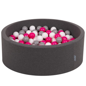 Dodatki damskie > test damska > Dodatki damskie > KiddyMoon Bällebad Bällepool mit bunten Bällen ∅ 7Cm für Babys Kinder Rund, Dunkelgrau, 90 x 30 cm 200 Bälle