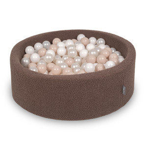 Dodatki damskie > test damska > Dodatki damskie > KiddyMoon Bällebad für Baby mit Teddy-Plüsch, Größere 7 cm Bälle für Eine Vollere Füllung, ab 8 Monaten, Abnehmbarer Bezug, Braun: Pastellbei