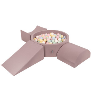 Dodatki damskie > test damska > Dodatki damskie > KiddyMoon Spielplatz aus Schaumstoff mit Bällebad und Bällen Hindernisläufen, erikafarben:pastellblau/pastellgelb/weiß/minze/puderrosa, Bälle