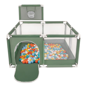 Dodatki damskie > test damska > Dodatki damskie > Laufstall mit Korb und Bällen Laufgitter für Kinder, grün:weiß/gelb/orange/babyblau/türkis, 200 Bälle