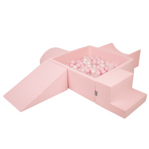 Dodatki damskie > test damska > Dodatki damskie > KiddyMoon Spielplatz aus Schaumstoff mit Quadrat Bällebad Bälle Hindernisläufen, pink:puderrosa/perle/transparent, Bällebad (300 Bälle) + Ver