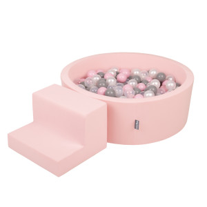 Dodatki damskie > test damska > Dodatki damskie > KiddyMoon Spielplatz aus Schaumstoff mit Rund Bällebad (200 Bälle) Ballgruben für Babys Spielbad Hindernisläufen, Hergestellt in der EU, pink