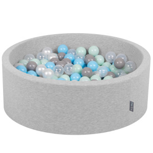 Dodatki damskie > test damska > Dodatki damskie > KiddyMoon Bällebad Bällepool mit bunten Bällen ∅ 7Cm für Babys Kinder Rund, hellgrau:perle/grau/transparent/baby blau/mint, 90 x 30 cm 300 Bä