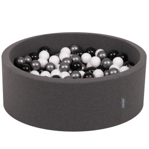 Dodatki damskie > test damska > Dodatki damskie > KiddyMoon Bällebad Bällepool mit bunten Bällen ∅ 7Cm für Babys Kinder Rund, Dunkelgrau, 90 x 30 cm 200 Bälle