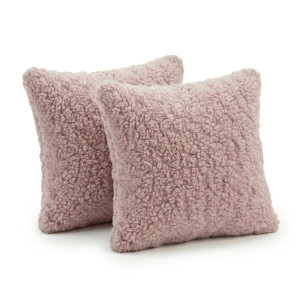 Dodatki damskie > test damska > Dodatki damskie > KiddyMoon Dekokissen für Kinder 2er Set Teddyplüsch Kinderzimmer 30x30 cm, rosa, 2er Pack