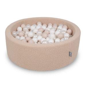 Dodatki damskie > test damska > Dodatki damskie > KiddyMoon Bällebad für Baby mit Teddy-Plüsch, Größere 7 cm Bälle für Eine Vollere Füllung, ab 8 Monaten, Abnehmbarer Bezug, Beige: Pastellbei