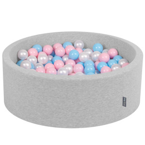 Dodatki damskie > test damska > Dodatki damskie > KiddyMoon Bällebad Bällepool mit bunten Bällen ∅ 7Cm für Babys Kinder Rund, hellgrau:baby blau/rosa/perle, 90 x 30 cm 200 Bälle