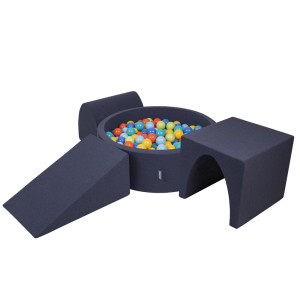 Dodatki damskie > test damska > Dodatki damskie > KiddyMoon Spielplatz aus Schaumstoff mit Bällebad und Bällen Hindernisläufen, dunkelblau:hellgrün/orange/türkis/blau/bblue/gelb, Bällebad (30