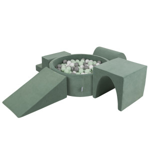 Dodatki damskie > test damska > Dodatki damskie > KiddyMoon Spielplatz Velvet Aus Schaumstoff Mit Samt Rund Bällebad Ballgruben Für Babys Spielbad Hindernisläufen, Hergestellt In Der EU, wald
