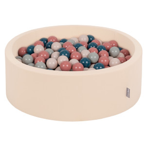 Dodatki damskie > test damska > Dodatki damskie > KiddyMoon Bällebad Bällepool mit bunten Bällen ∅ 7Cm für Babys Kinder Rund, Beige, 90 x 30 cm 200 Bälle