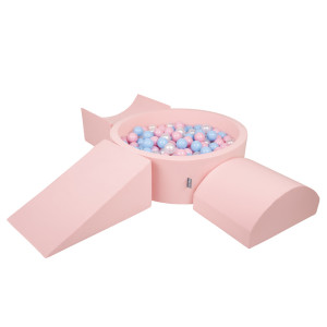 Dodatki damskie > test damska > Dodatki damskie > KiddyMoon Spielplatz aus Schaumstoff mit Bällebad und Bällen Hindernisläufen, pink:babyblue/puderrosa/perle, Bällebad (200 Bälle) + Version 4