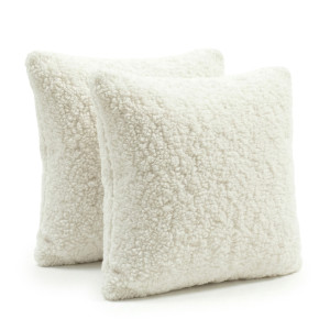 Dodatki damskie > test damska > Dodatki damskie > KiddyMoon Dekokissen für Kinder 2er Set Teddyplüsch Kinderzimmer 30x30 cm, cremig, 2er Pack