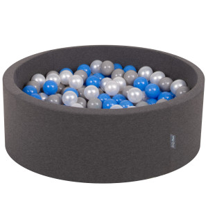 Dodatki damskie > test damska > Dodatki damskie > KiddyMoon Bällebad Bällepool mit bunten Bällen ∅ 7Cm für Babys Kinder Rund, Dunkelgrau, 90 x 30 cm 200 Bälle