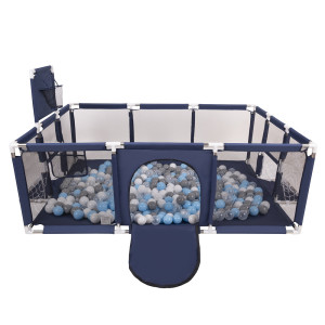 Dodatki damskie > test damska > Dodatki damskie > Laufstall Baby Großer Spielplatz mit Bällen Laufgitter für Kinder, Dunkelblau:grau/weiß/transparent/babyblue, 100 Bällen