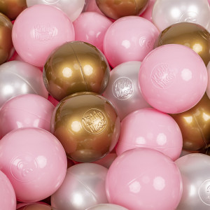 Dodatki damskie > test damska > Dodatki damskie > KiddyMoon Kinder Bälle für Bällebad Baby Spielbälle Plastikbälle ∅7cm Made in EU, puderrosa/perle/golden, 100 Bälle/7cm