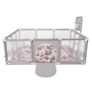 Dodatki damskie > test damska > Dodatki damskie > Laufstall Baby Großer Spielplatz mit Bällen Laufgitter für Kinder, Grau:perle/grau/transparent/puderrosa, 400 Bällen