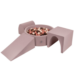 Dodatki damskie > test damska > Dodatki damskie > KiddyMoon Spielplatz aus Schaumstoff mit Bällebad und Bällen Hindernisläufen, erikafarben:braun/kupferrot/pastellbeige/lachsfarben, Bällebad 
