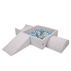 Dodatki damskie > test damska > Dodatki damskie > KiddyMoon Spielplatz aus Schaumstoff mit Quadrat Bällebad Bälle Hindernisläufen, hellgrau:perle/grau/transparent/babyblue/minze, Bällebad (30