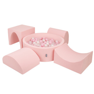 Dodatki damskie > test damska > Dodatki damskie > KiddyMoon Spielplatz aus Schaumstoff mit Rund Bällebad (300 Bälle) Ballgruben für Babys Spielbad Hindernisläufen, Hergestellt in der EU, pink