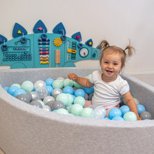 Dodatki damskie > test damska > Dodatki damskie > KiddyMoon Viertel Eckig Bällebad Bällepool ∅ 7Cm Ballgruben Für Babys Spielbad Kleinkinder, Hergestellt in der EU, hellgrau:perle/grau/transp