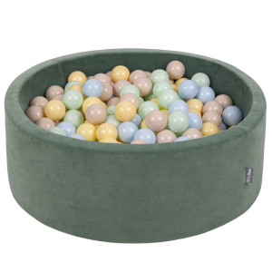 Dodatki damskie > test damska > Dodatki damskie > KiddyMoon Rund Bällebad Velvet Bällepool ∅ 7Cm Ballgruben Für Babys Spielbad Kleinkinder, Hergestellt in der EU, waldgrün: pastellbeige/paste