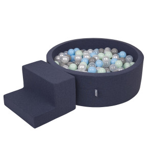 Dodatki damskie > test damska > Dodatki damskie > KiddyMoon Spielplatz aus Schaumstoff mit Rund Bällebad (200 Bälle) Ballgruben für Babys Spielbad Hindernisläufen, Hergestellt in der EU, dunk