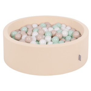 Dodatki damskie > test damska > Dodatki damskie > KiddyMoon Bällebad Bällepool mit bunten Bällen ∅ 7Cm für Babys Kinder Rund, Beige, 90 x 30 cm 300 Bälle