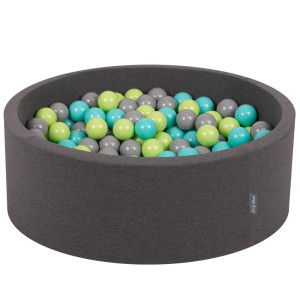 Dodatki damskie > test damska > Dodatki damskie > KiddyMoon Bällebad Bällepool mit bunten Bällen ∅ 7Cm für Babys Kinder Rund, Dunkelgrau, 90 x 30 cm 200 Bälle