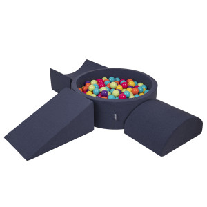 Dodatki damskie > test damska > Dodatki damskie > KiddyMoon Spielplatz aus Schaumstoff mit Bällebad und Bällen Hindernisläufen, dunkelblau:helgrün/gelb/türkis/orange/dpink/violet, Bällebad (2