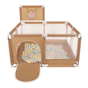 Dodatki damskie > test damska > Dodatki damskie > Laufstall mit Korb und Bällen Laufgitter für Kinder, beige:pastellbeige/pastellblau/pastellgelb/minze, 100 Bälle