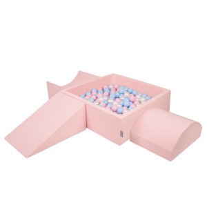 Dodatki damskie > test damska > Dodatki damskie > KiddyMoon Spielplatz aus Schaumstoff mit Quadrat Bällebad Bälle Hindernisläufen, pink:babyblue/puderrosa/perle, Bällebad (300 Bälle) + Versio