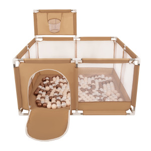 Dodatki damskie > test damska > Dodatki damskie > Laufstall mit Korb und Bällen Laufgitter für Kinder, beige:pastellbeige/kupferrot/perle, 100 Bälle