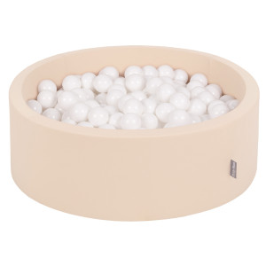 Dodatki damskie > test damska > Dodatki damskie > KiddyMoon Bällebad Bällepool mit bunten Bällen ∅ 7Cm für Babys Kinder Rund, Beige, 90 x 30 cm 300 Bälle