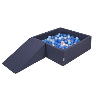 Dodatki damskie > test damska > Dodatki damskie > KiddyMoon Spielplatz aus Schaumstoff mit Quadrat Bällebad Bälle Hindernisläufen, dunkelblau:babyblue/blau/perle, Bällebad (100 Bälle) + Zwick